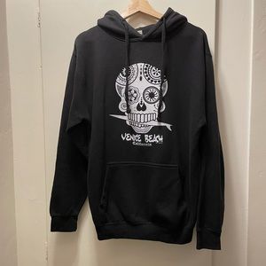 black Venice Beach skull hoodie